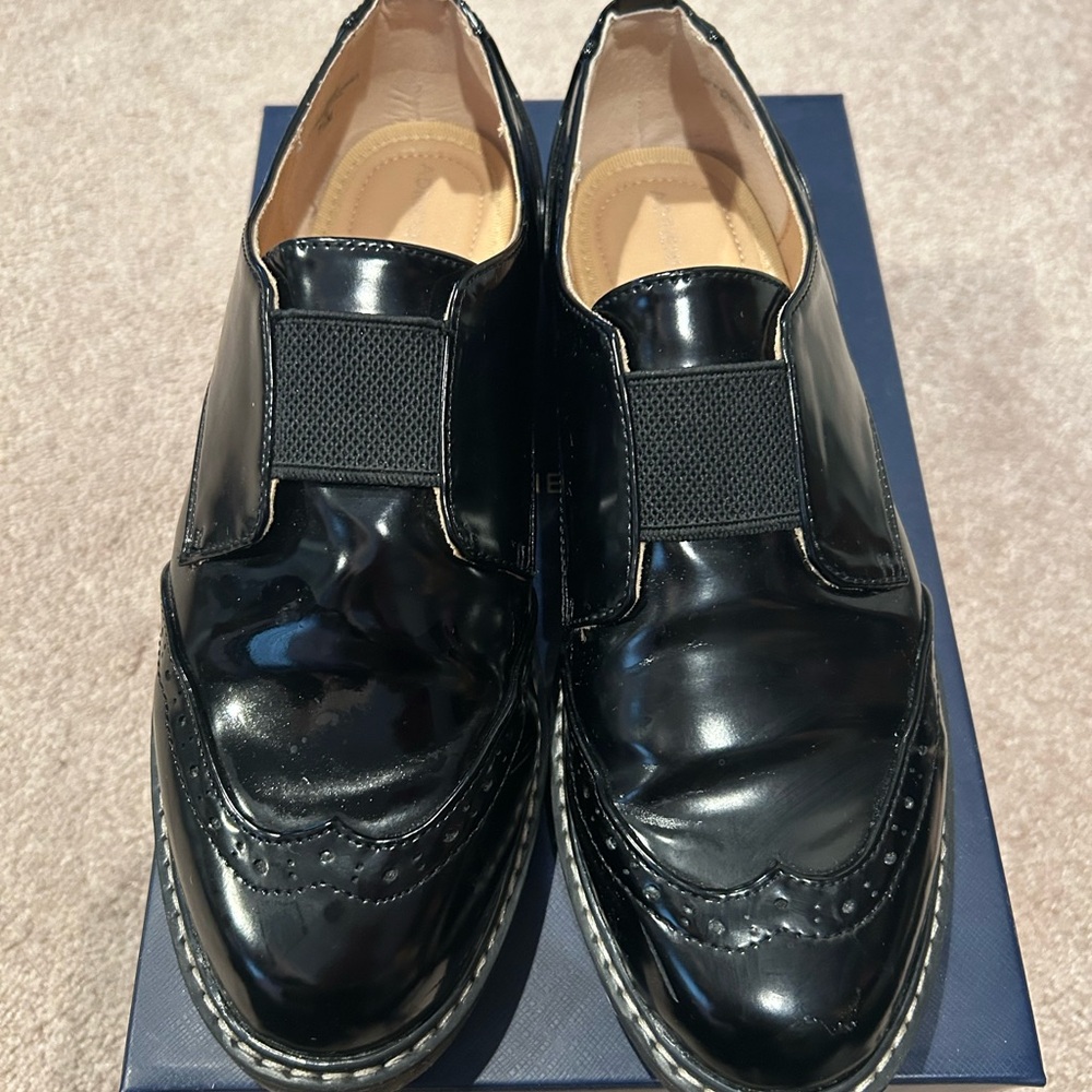 Adrienne Vittadini Black Patent Loafers